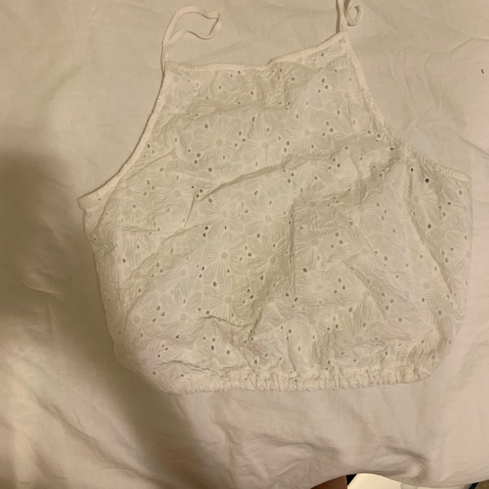 Crop white tank - open back